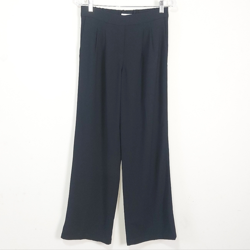 Aritzia Babaton Front Pleat Pant Size 4 Black High Waisted Relaxed Fit Wide Leg